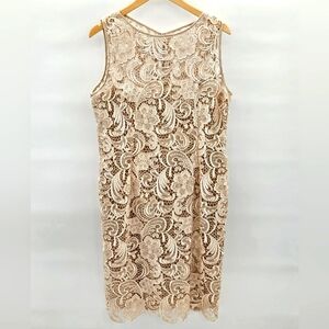 Adrianna Papell Beige Lace Midi Dress